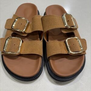 NWOT Project Cloud sandal, size 6- tan suede with black sole